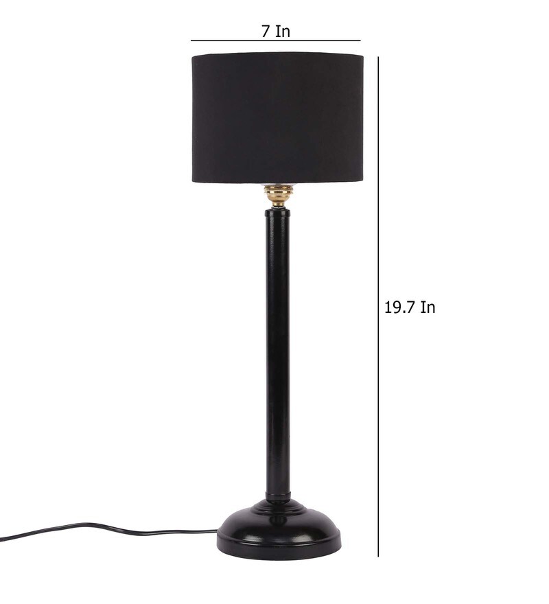 Buy Black Cotton Shade Traditional Table Lamp With Black Base By New