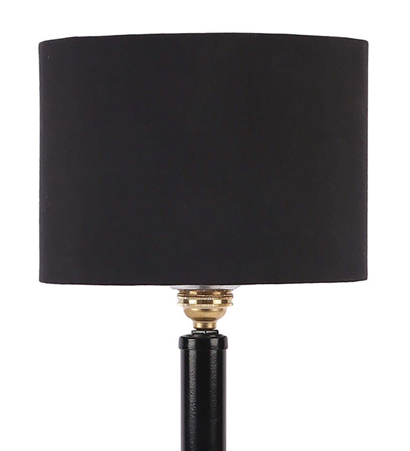 Buy Black Cotton Shade Traditional Table Lamp With Black Base By New