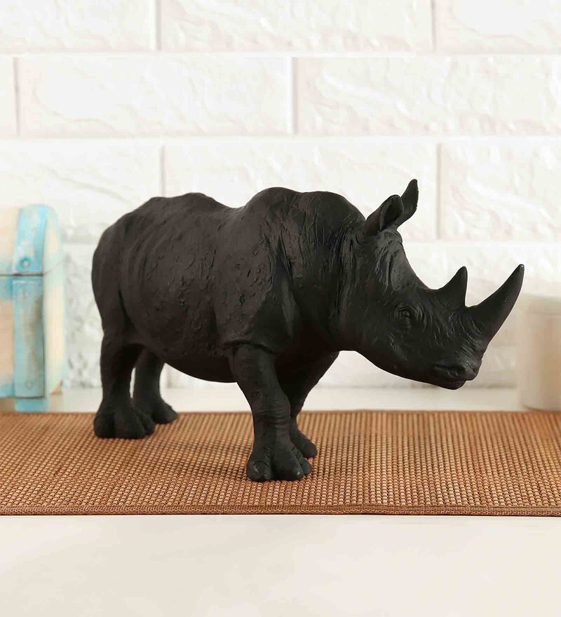 Buy Black Polyresin Rhino Calf Figurine India Circus by Krsnaa Mehta ...