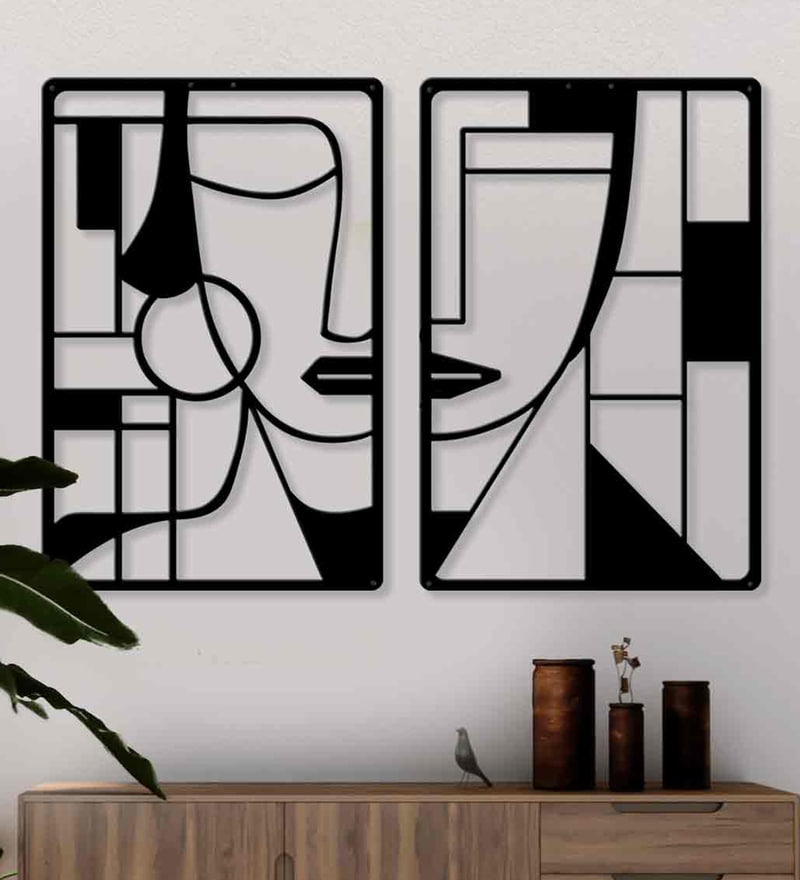 Buy Boho (Set of 2) Black Vintage Metal Wall Art by VINOXO Online People & Places Metal Art