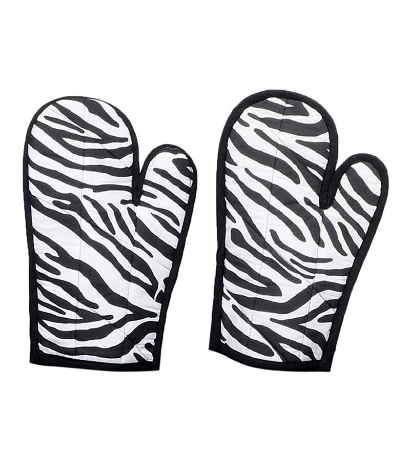 Buy Black and White Cotton Kitchen Linen Set (8 Pieces) by Swayam