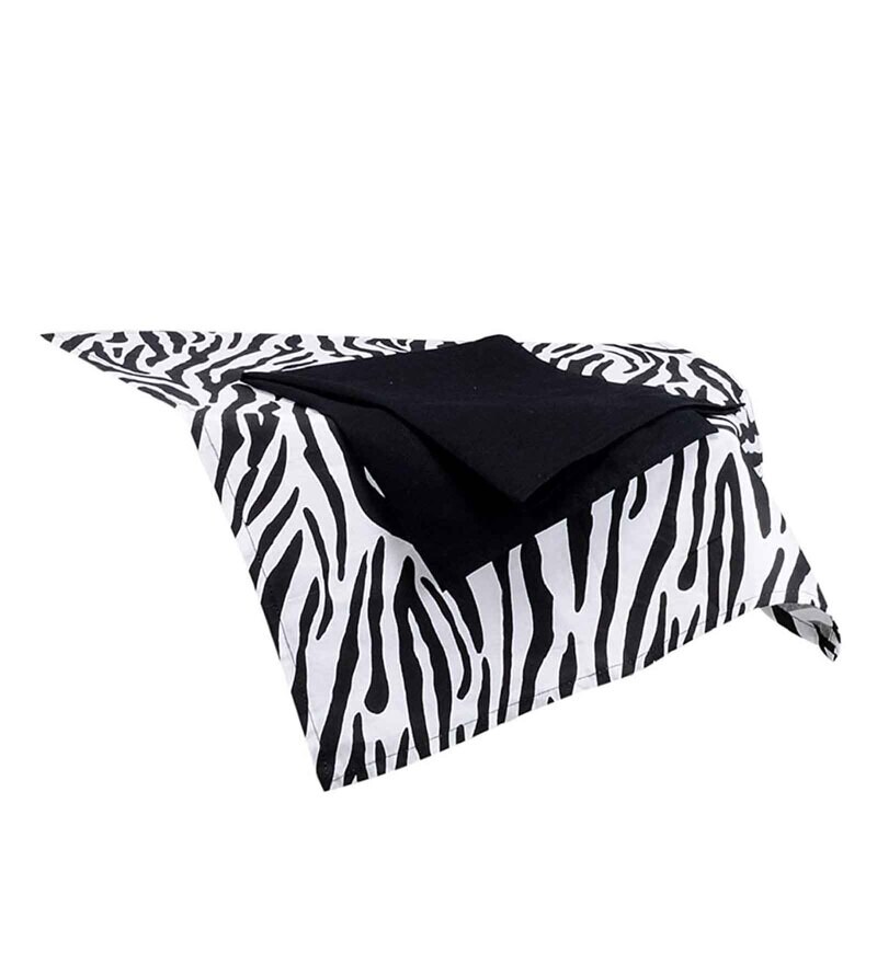 Buy Black and White Cotton Kitchen Linen Set (8 Pieces) by Swayam