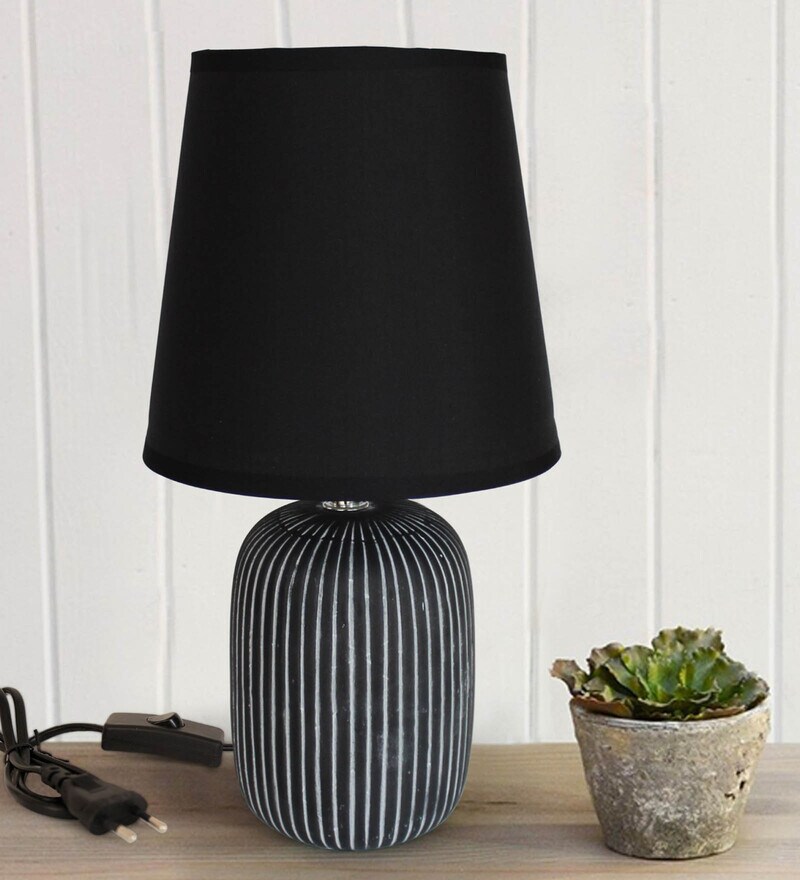 Buy Black Bedside Table Lamp With Shade By Tied Ribbons Online