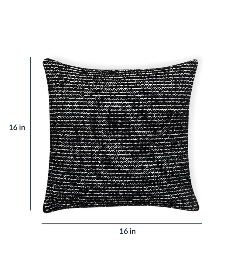 Buy Black Cotton Abstract 16x16 inches Set of 5 Cushion Covers by Saral