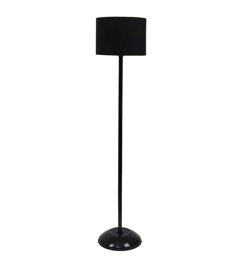 Buy Black Cotton And Polyvinyl Shade Floor Lamp With Black Base By