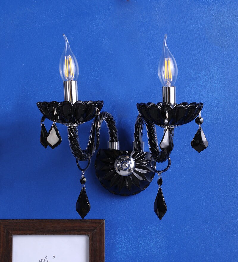 Buy Black Crystal Wall Sconces by Stello Online Candle Wall Lights