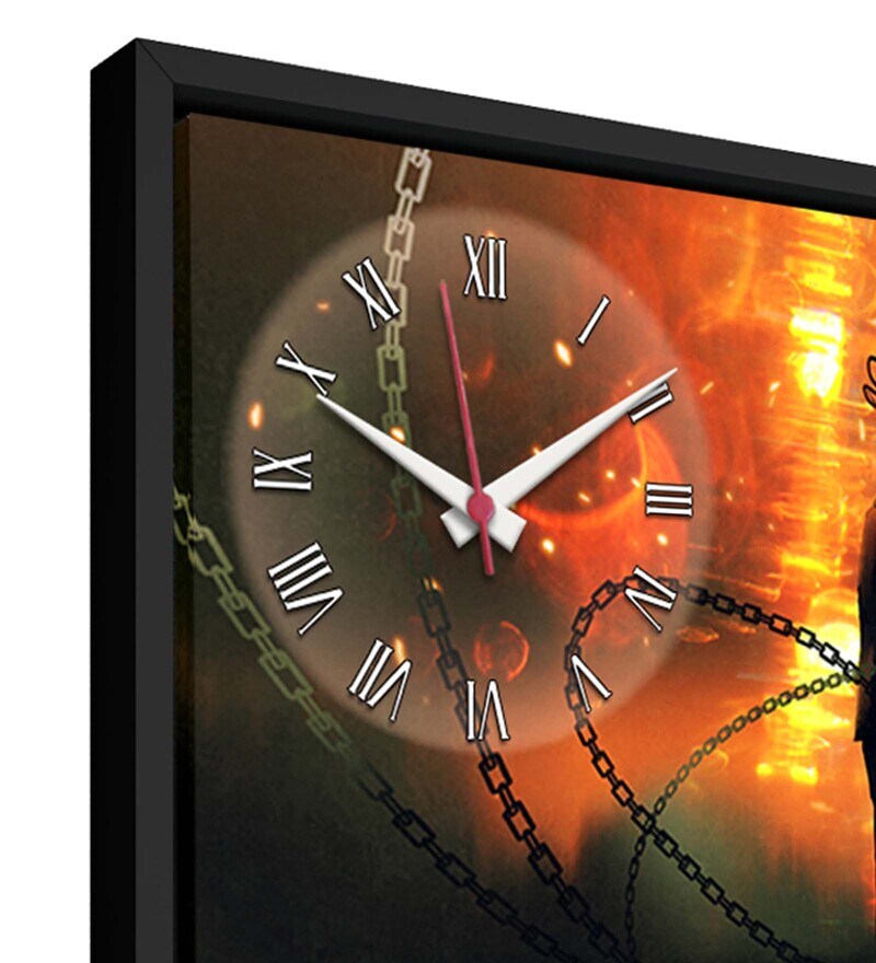 Buy Black Engineered Wood Analog Wall Clock By WallMantra Online