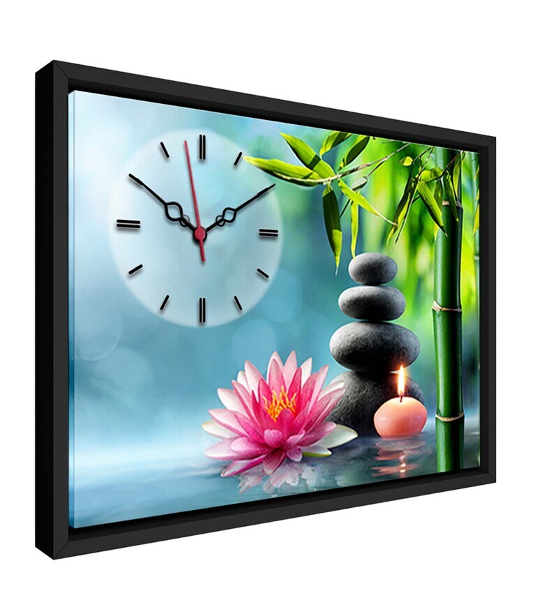 Buy Black Engineered Wood Analog Wall Clock By WallMantra Online