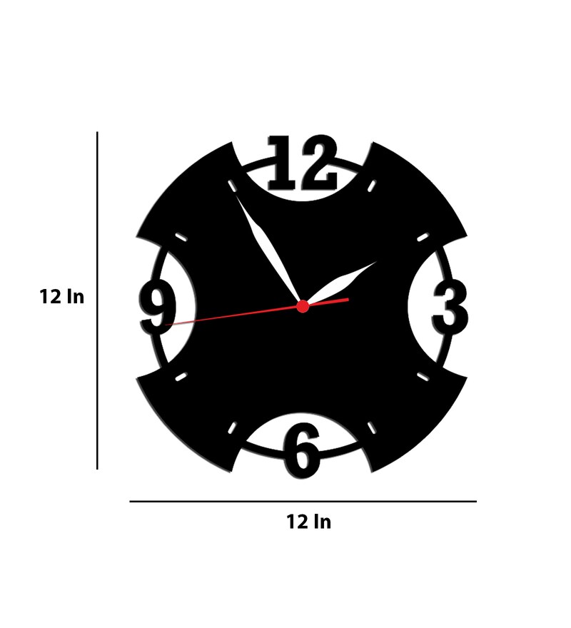 Buy Black Engineered Wood Analog Wall Clock by DecoreMantra Online