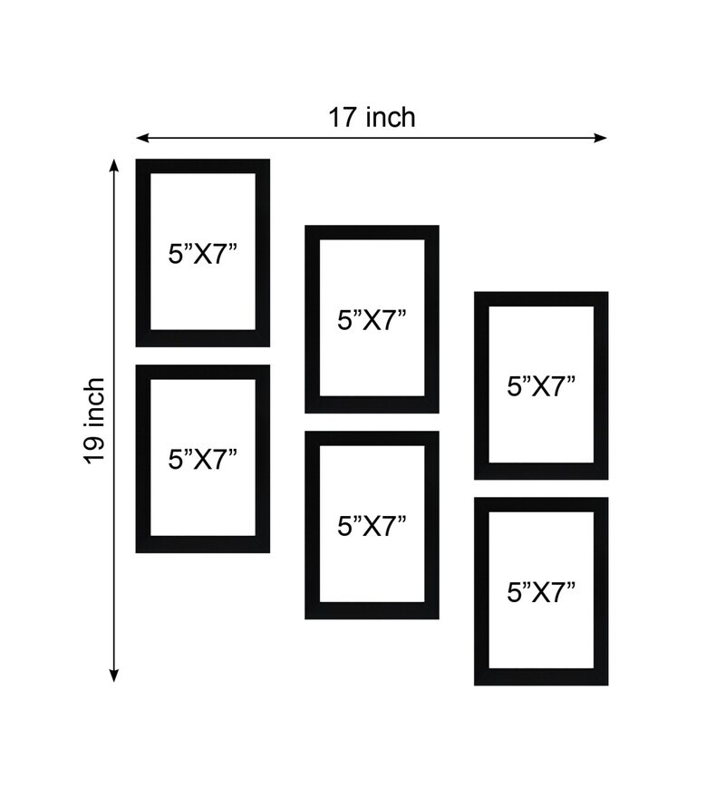 Buy Black Engineered Wood Collage Photo Frames, Set of 6 by Random Online Collage Photo Frames
