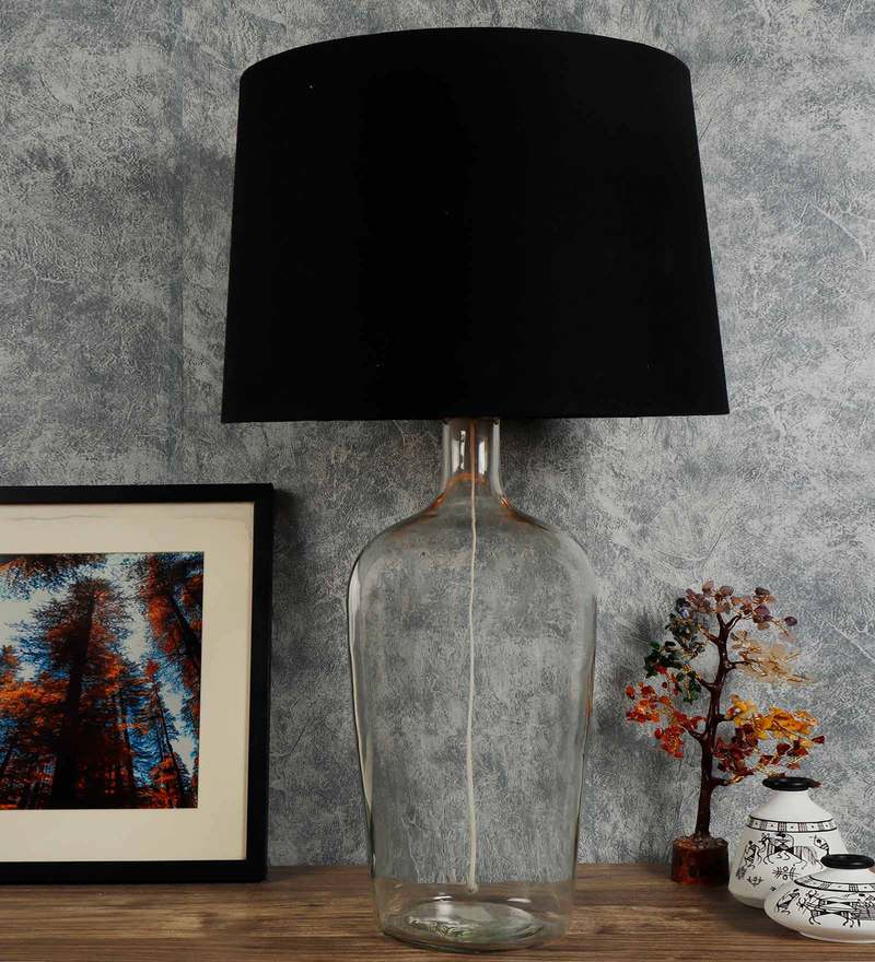 glass lamp with black shade