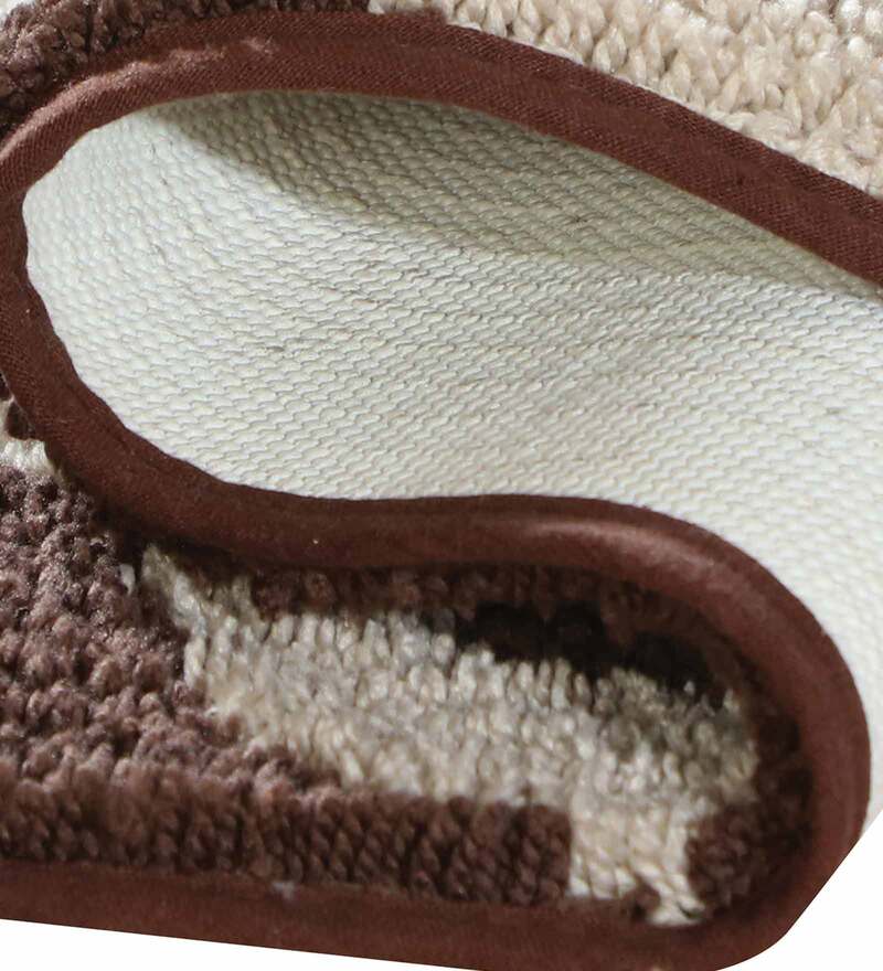 Buy Black Floral Polyester 28x20 Inches AntiSkid Bath Mat by Obsessions