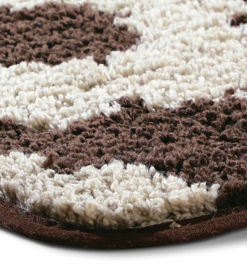 Buy Black Floral Polyester 28x20 Inches AntiSkid Bath Mat by Obsessions