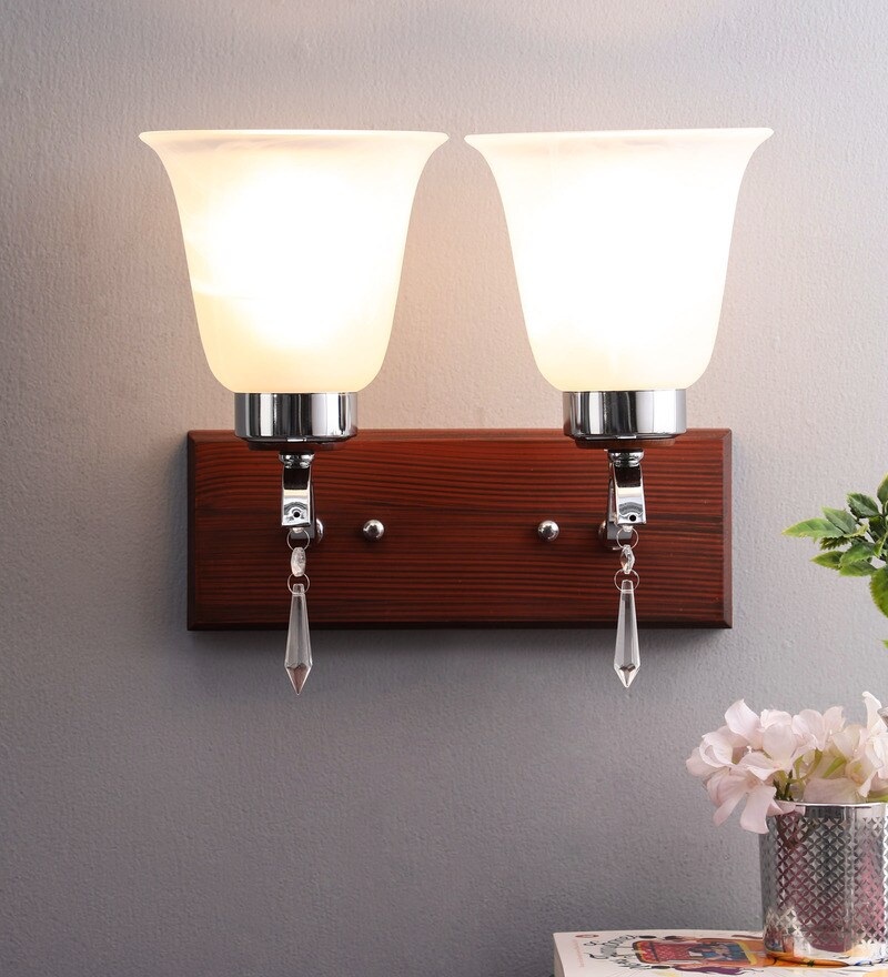 Buy Silver Glass Wall Sconces By Eliante By Jainsons Lights Online