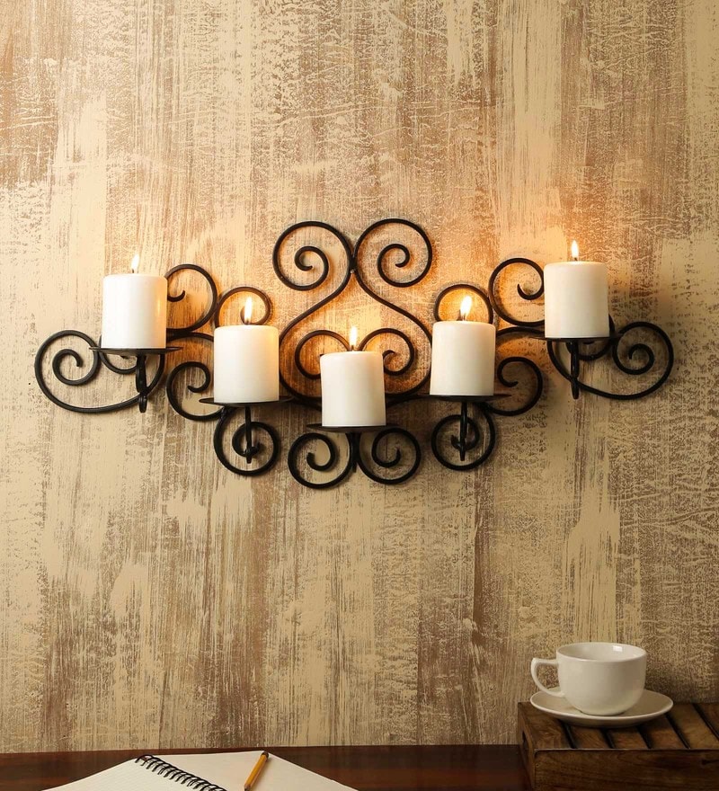 Buy Black Metal Wall Candle Holder by Hosley Online Candle Holders