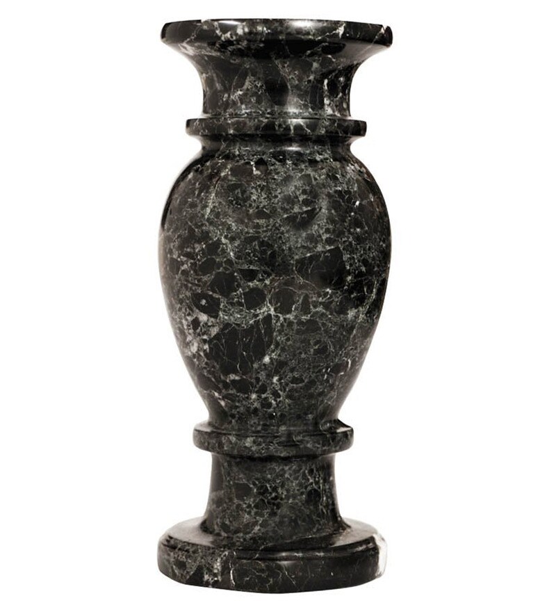Buy Black Flower Marble Vase by Craftedindia Online Table Vases