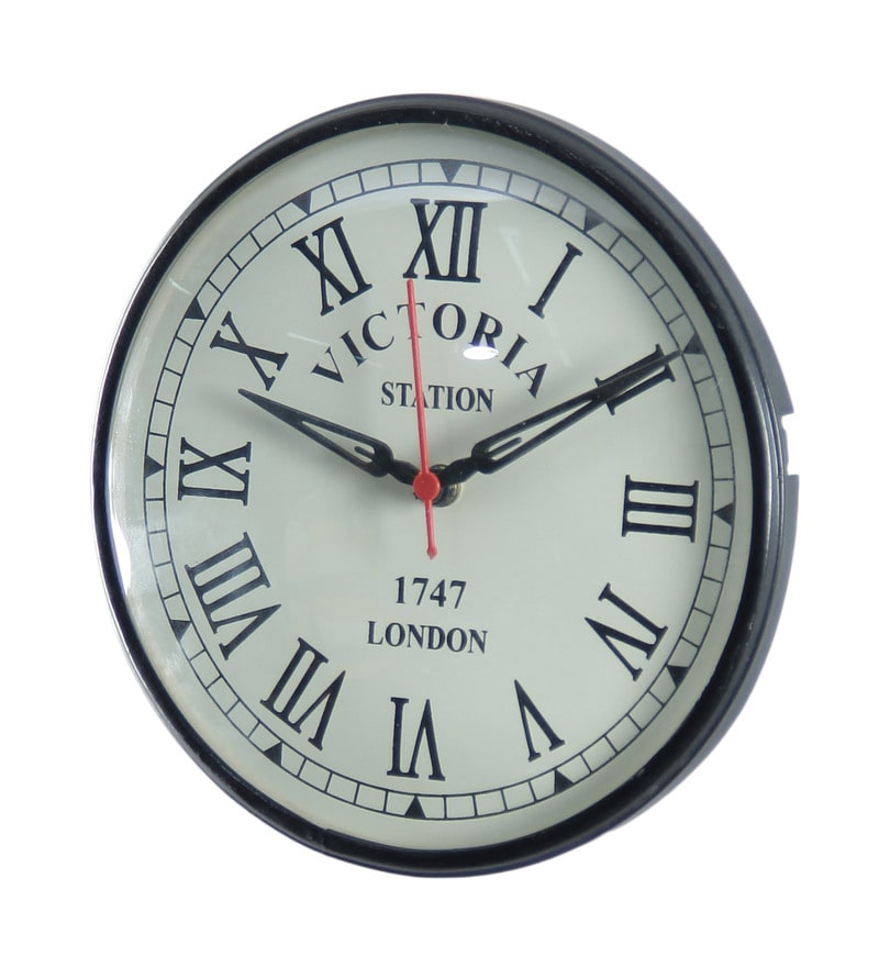 Buy Black Metal Analog Wall Clock by Tu Casa Online Vintage Wall