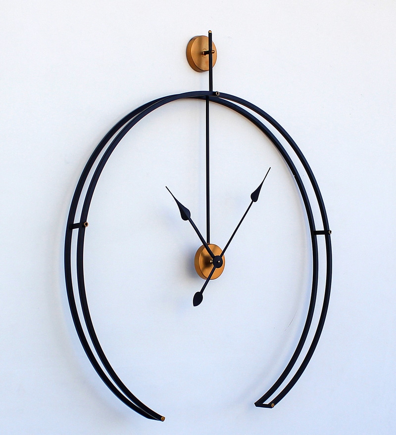 Buy Black Metal Analog Wall Clock by Craftter Online - Modern Wall ...