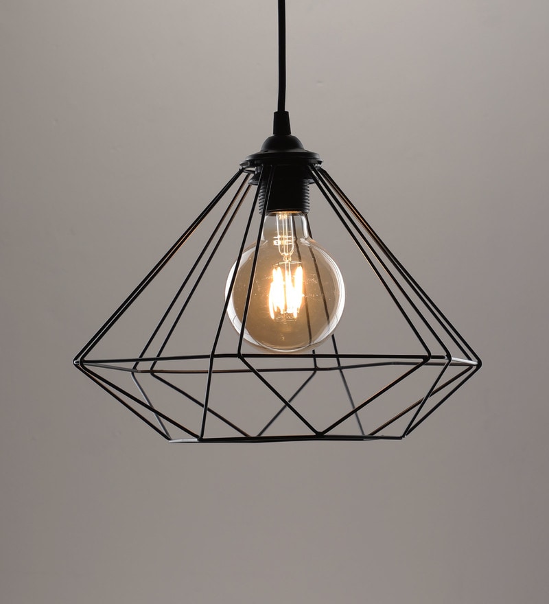 Buy Black Metal Single Hanging Lights By Tunehome Online - Geometric ...