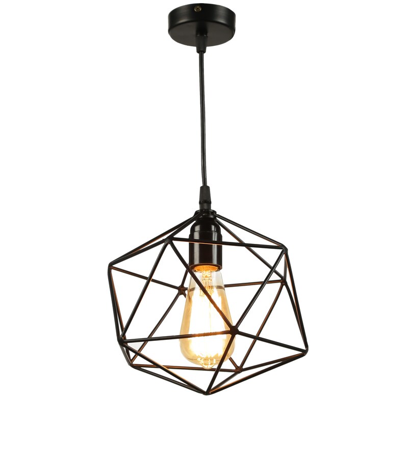 Buy Black Metal Single Hanging Lights by Stello Online Globe Hanging