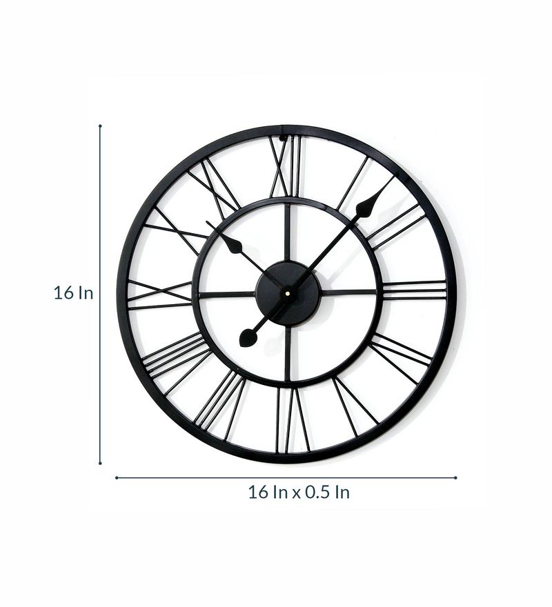 Buy Black Metal Roman Vintage Wall Clock Online - Vintage Wall Clocks ...