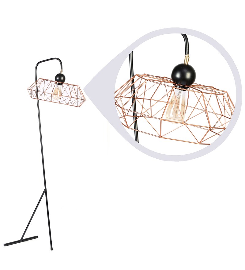 Buy Black Metal Shade Floor Lamp With Black Base By Kingsmarque Online