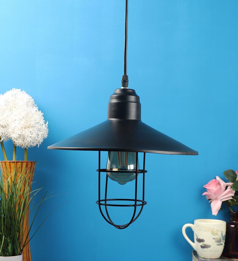 Buy Black Metal Single Hanging Light by Foziq Online Dome Hanging