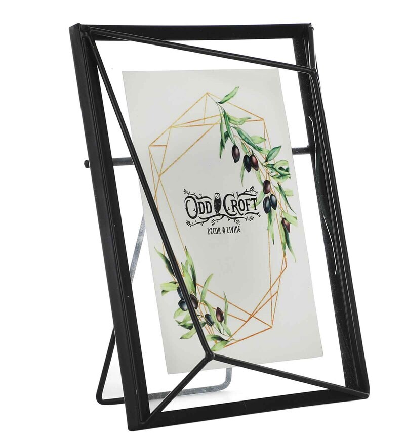 Buy Black Metal Slanted Geo Photo Frame By OddCroft Online Table