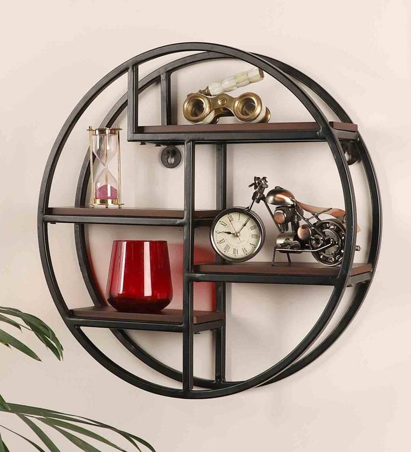 Buy Black Metal Wall Shelf By Pristine Interiors Online Modern Wall