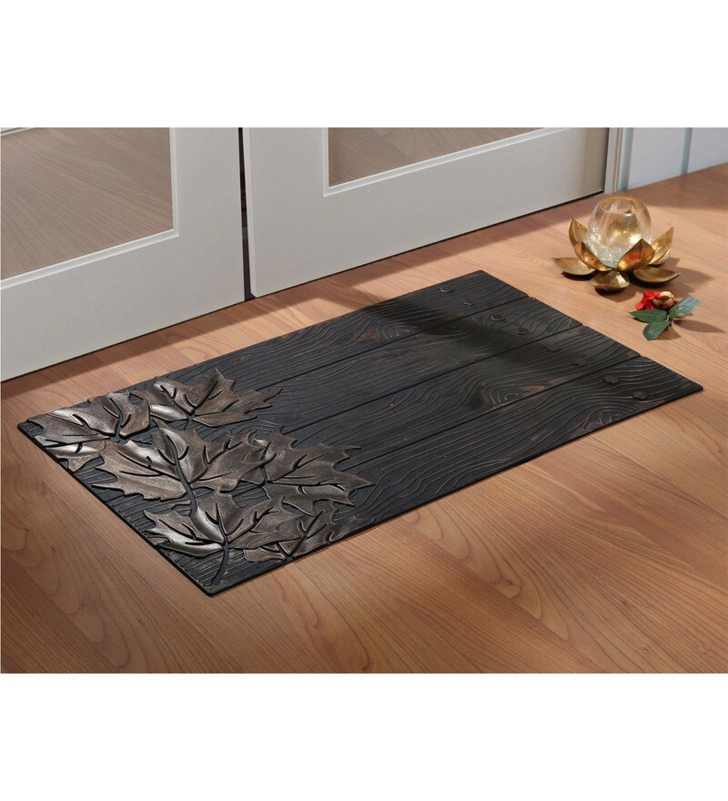 Buy Black Plastic 29.52x17.71 Inches Door Mat by home Online