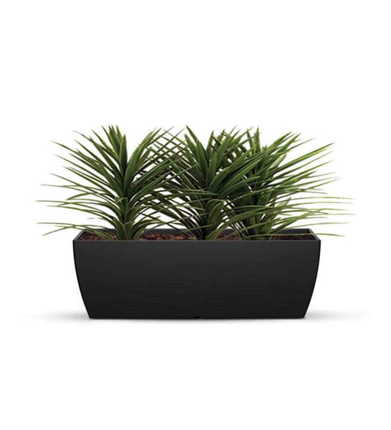 Buy Black Polymer Fabi Wide Floor Planter by Planters Online Floor
