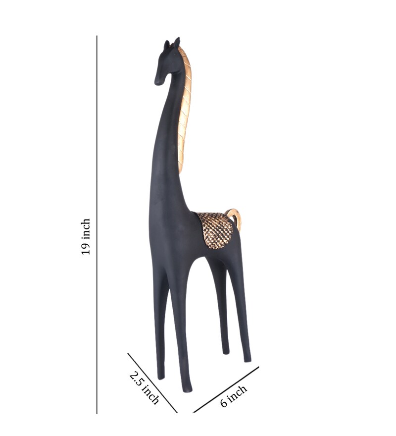 Buy Black Polyresin Premium Giraffe Figurine By The White Ink Decor Online Animal Figurines