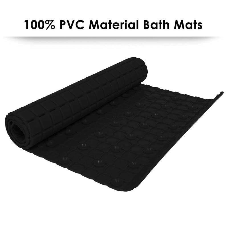 Buy Black Pvc Plain Solid 30X13 Inches Super Soft Bath Mat By Story