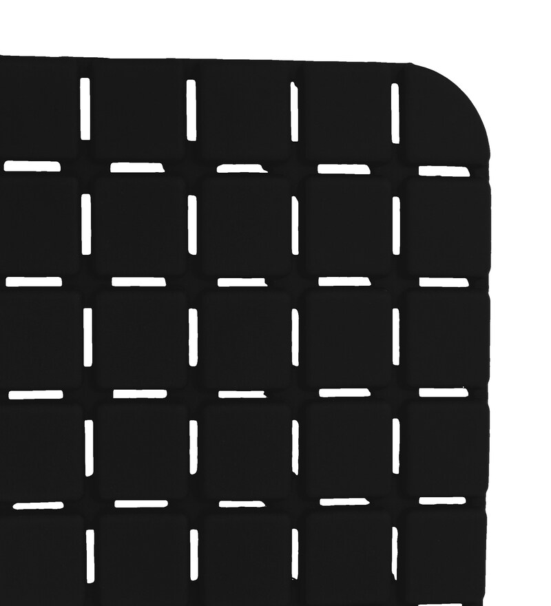 Buy Black Pvc Plain Solid 30X13 Inches Super Soft Bath Mat By Story