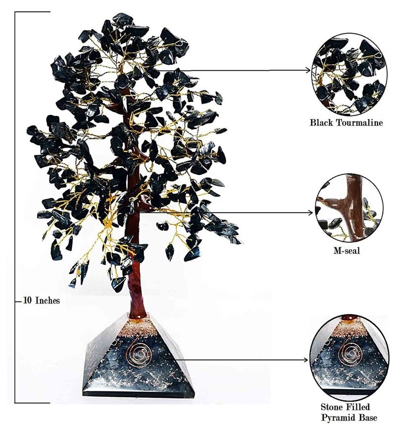 Buy Black Quartz Stone Fortune Crystal Tree Showpiece by Muren Online