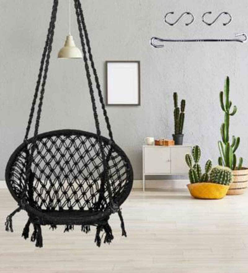 Buy Black Round Swing Swing Chair in Black color by Swingzy Online
