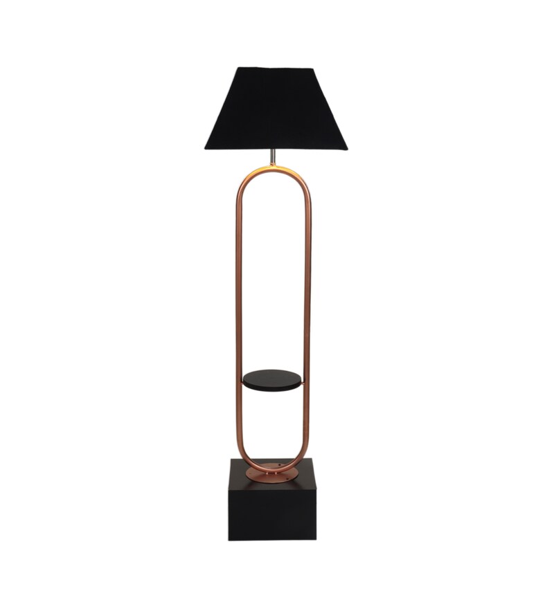 Buy Black Shade Floor Lamp With Wood & Metal Base By The Lighting Hub