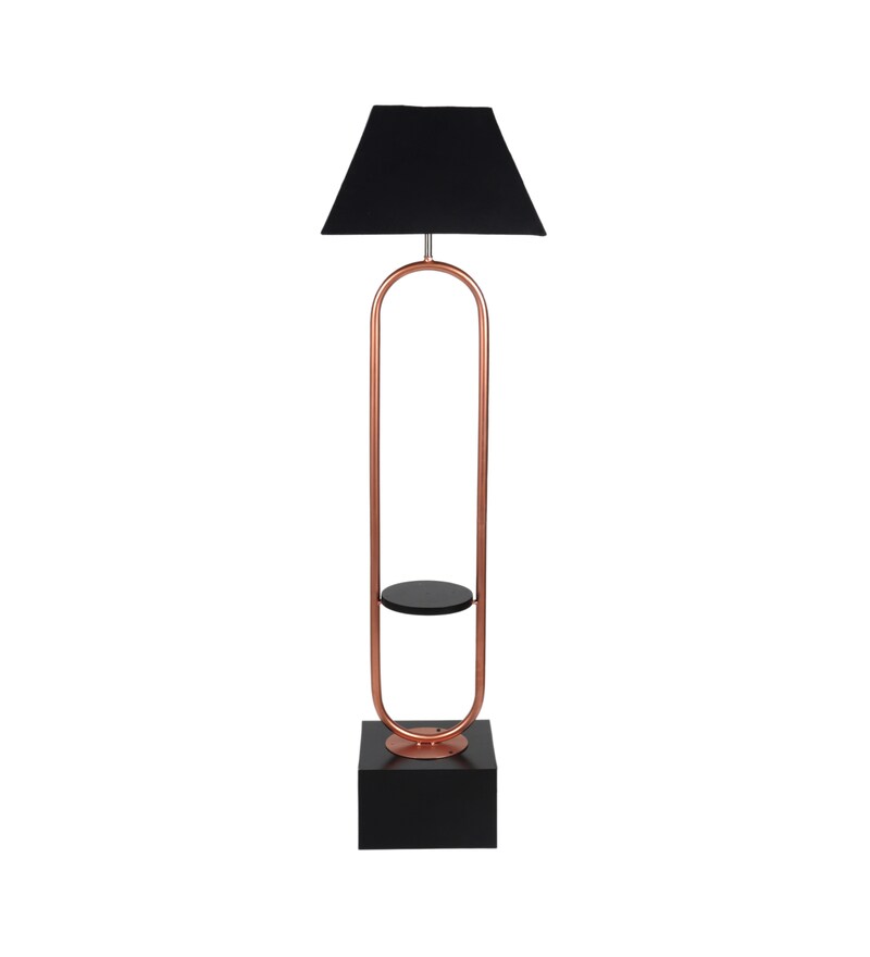 Buy Black Shade Floor Lamp With Wood & Metal Base By The Lighting Hub