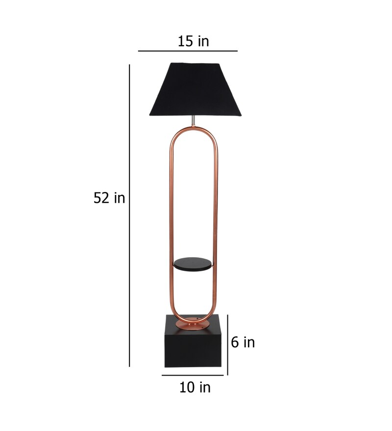Buy Black Shade Floor Lamp With Wood & Metal Base By The Lighting Hub