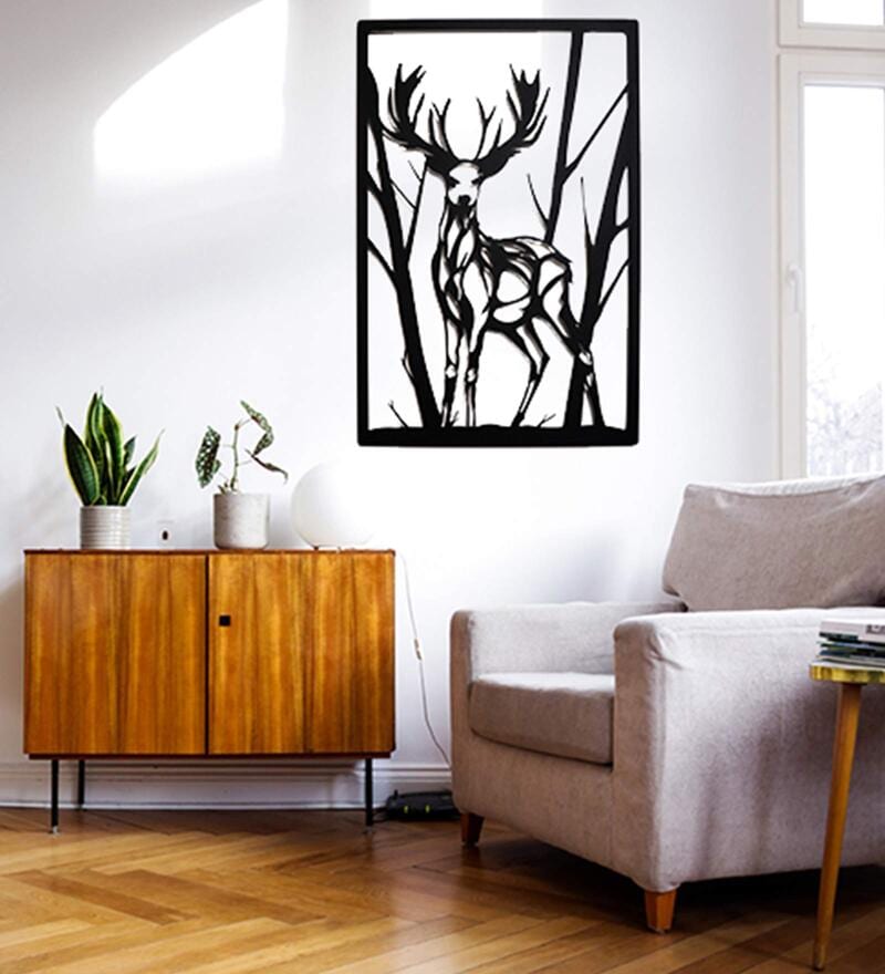 Buy Black Steel Modern Deer Wall Art By Wall Centre Online Floral