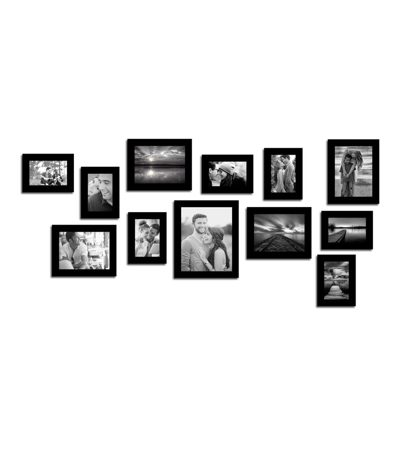 Buy Black Solid Wood Della Set Of 12 Collage Photo Frames Online