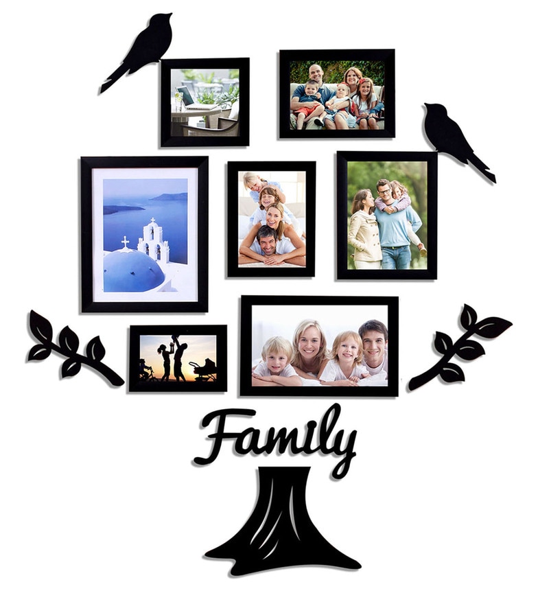 Buy Black Solid Wood Stella Set Of 7 Collage Photo Frames Online