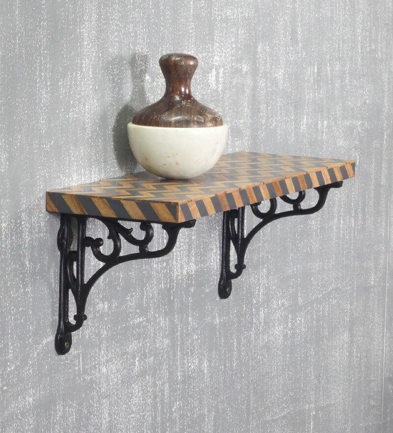 Buy Black Wood Metal Tattersall Zig Zag Pattern Decorative Wall