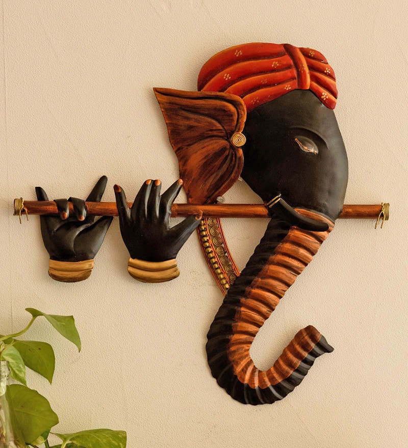Buy Wrought Iron Lord Ganesha Wall Art In Black By eCraftIndia Online