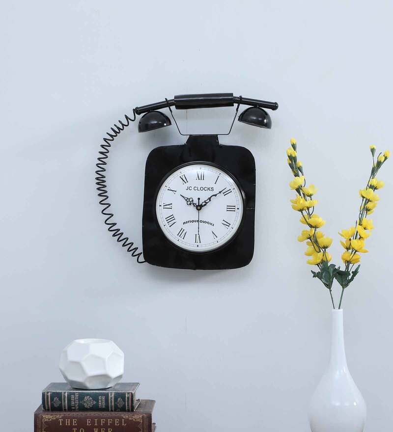 Buy Black Wrought Iron Vintage Telephone Wall Clock By Jasolika