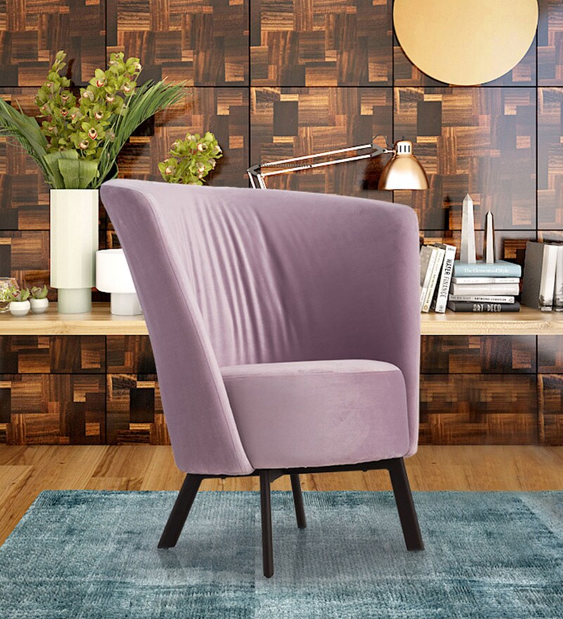 Blaine Accent Chair In Silky Purple Velvet Upholstery By Durian