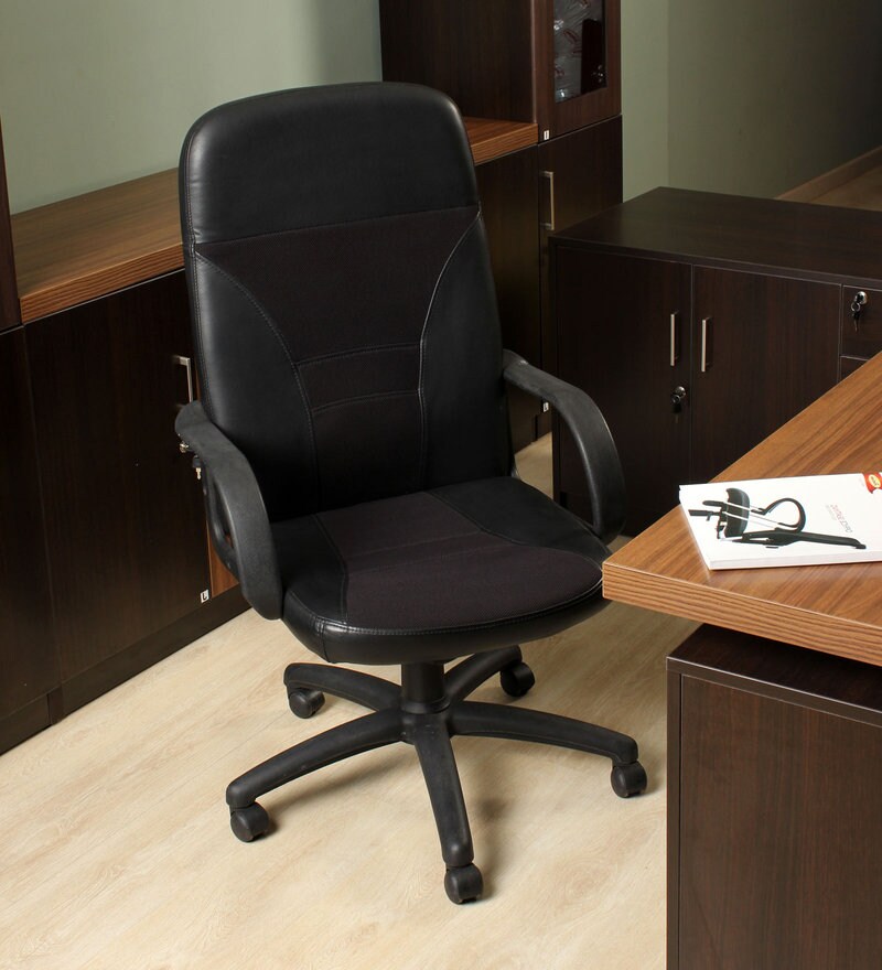 Buy Bliss Ergonomic Chair in Black Colour by Durian Online High Back