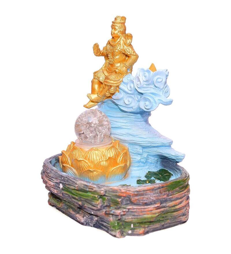 Buy Blue & Gold Resin Lord Shiva Indoor Water Fountain By The White Ink