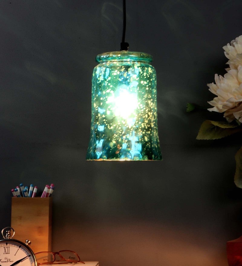 blue and green pendant lights