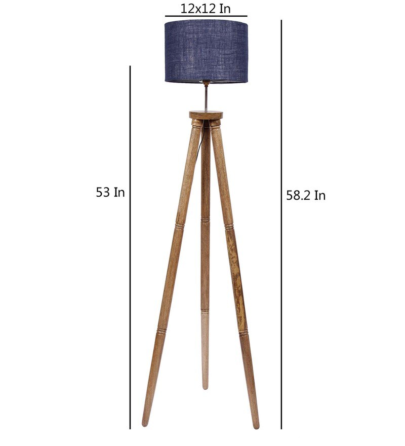 Buy Blue Jute Shade Traditional Floor Lamp With Natural Base By New Era